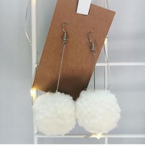 White pom earrings